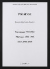 Possesse. Naissances, mariages, décès 1900-1905 (reconstitutions)