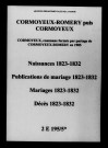 Cormoyeux-Romery. Naissances, publications de mariage, mariages, décès 1823-1832