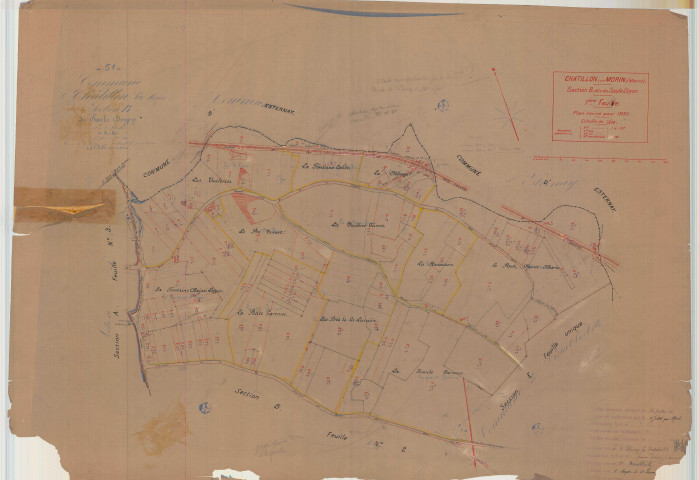 Châtillon-sur-Morin (51137). Section B1 échelle 1/2500, plan mis à jour pour 01/01/1935, non régulier (papier)
