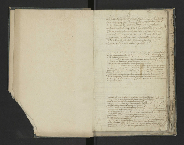 Délibérations de Montléan (1788-1794) puis comptes et octrois de la ville de Montmirail (1784-1788).