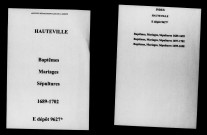 Hauteville. Baptêmes, mariages, sépultures 1689-1702