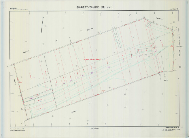 Sommepy-Tahure (51544). Section ZR échelle 1/2000, plan remembré pour 1985, plan régulier (calque)