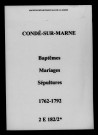 Condé-sur-Marne. Baptêmes, mariages, sépultures 1762-1792