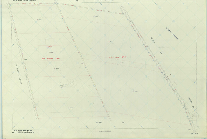 Suippes (51559). Section ZC échelle 1/2000, plan remembré pour 1969, plan régulier (papier armé)