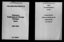 Villers-Franqueux. Naissances, publications de mariage, mariages, décès 1823-1832