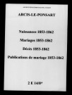 Arcis-le-Ponsart. Naissances, mariages, décès, publications de mariage 1853-1862