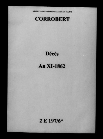 Corrobert. Décès an XI-1862