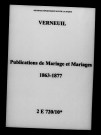 Verneuil. Publications de mariage, mariages 1863-1877