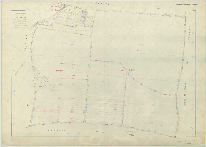 Saint-Amand-sur-Fion (51472). Section ZP échelle 1/2000, plan remembré pour 1982, plan régulier (papier armé)