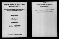 Cormoyeux-Romery. Baptêmes, mariages, sépultures 1730-1749