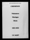 Cheminon. Naissances, mariages, décès 1823-1832