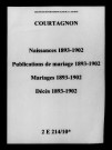 Courtagnon. Naisances, mariages, décès, publications de mariage 1893-1902