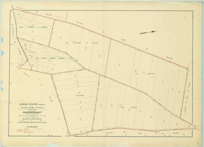 Somme-Suippe (51546). Section Y2 échelle 1/2000, plan remembré pour 1957, plan régulier (papier)