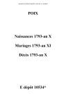 Poix. Naissances, mariages, décès 1793-an XI