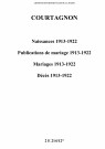 Courtagnon. Naissances, publications de mariage, mariages, décès 1913-1922