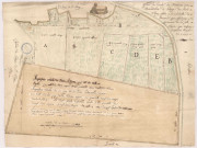 Plan géométral fait par Defense arpenteur royal de l'enclos de terres et vignes des religieux de St Thierry, 1743.
