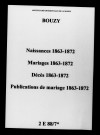 Bouzy. Naissances, mariages, décès, publications de mariage 1863-1872