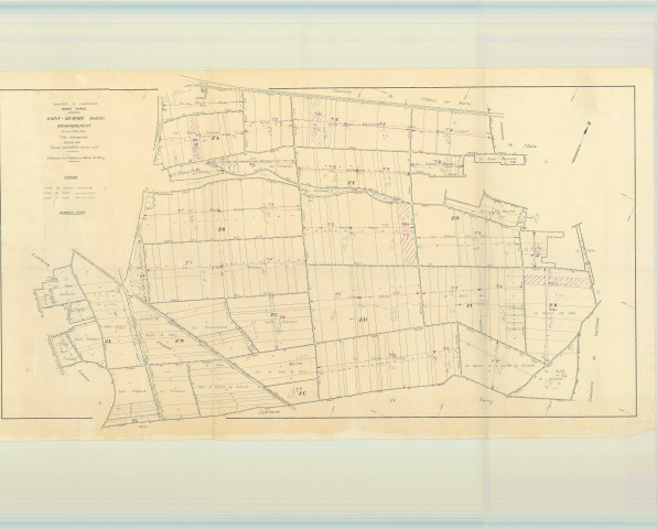 Saint-Memmie (51506). Tableau d'assemblage 3 échelle 1/5000, plan remembré pour 1965, plan régulier (papier)