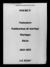 Pourcy. Naissances, publications de mariage, mariages, décès 1843-1852