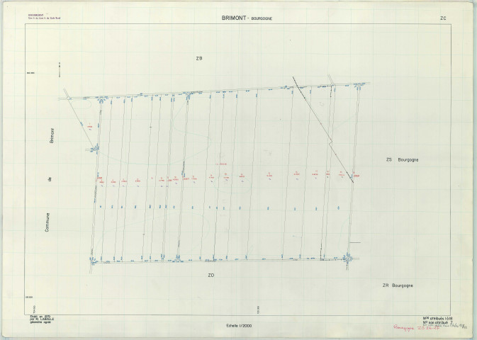 Brimont (51088). Section ZC échelle 1/2000, plan remembré pour 1982, plan régulier de qualité P5 (papier armé).
