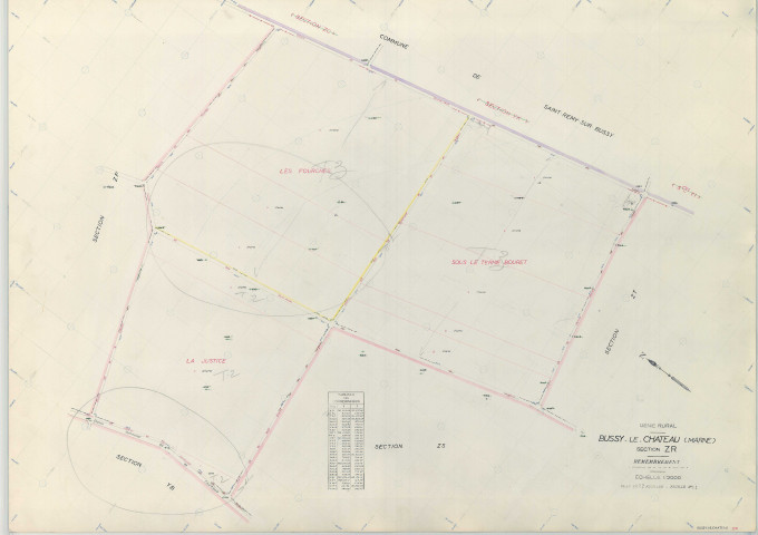 Bussy-le-Château (51097). Section ZR échelle 1/2000, plan remembré pour 1969, plan régulier (papier armé)