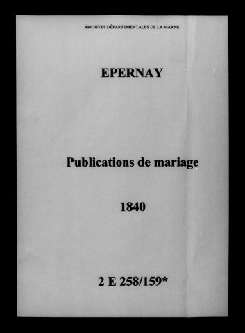 Épernay. Publications de mariage 1840