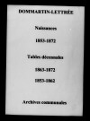 Dommartin-Lettrée. Naissances et tables décennales des naissances, mariages, décès 1853-1872