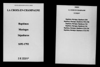 Croix-en-Champagne (La). Baptêmes, mariages, sépultures 1692-1792