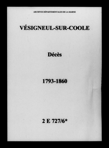 Vésigneul-sur-Coole. Décès 1793-1860