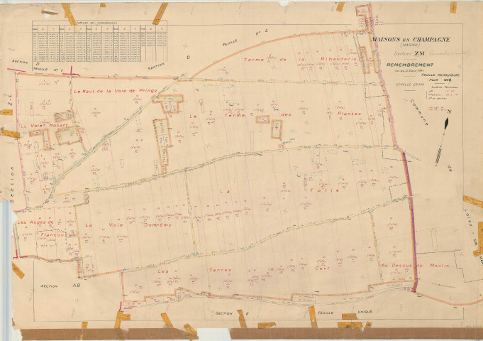 Maisons-en-Champagne (51340). Section ZM échelle 1/2000, plan remembré pour 1959 (Renouvelé pour 1959), plan régulier (papier)