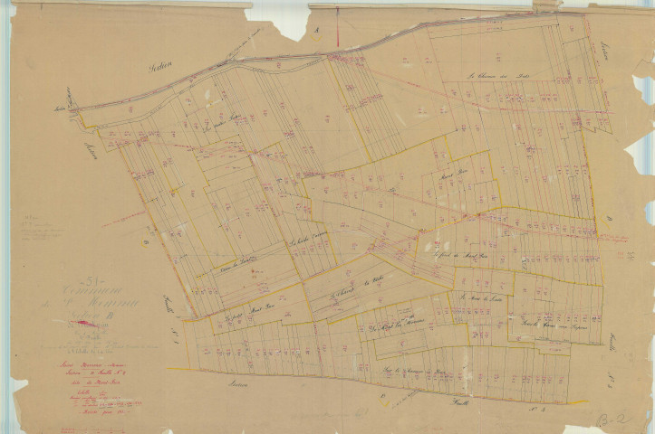 Saint-Memmie (51506). Section B2 échelle 1/2500, plan mis à jour pour 1934, plan non régulier (papier)