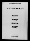 Saint-Just. Baptêmes, mariages, sépultures 1741-1770