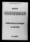 Ripont. Publications de mariage an XII-1901