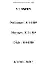 Magneux. Naissances, mariages, décès 1810-1819