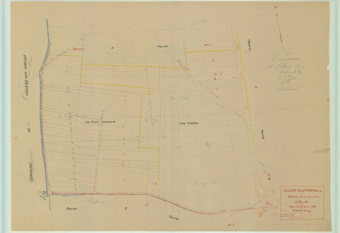 Villers-Allerand (51629). Section A4 échelle 1/1250, plan mis à jour pour 1948, plan non régulier (papier).