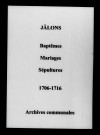 Jâlons. Baptêmes, mariages, sépultures 1706-1716