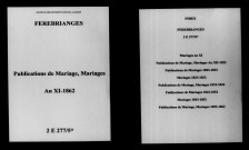 Fèrebrianges. Publications de mariage, mariages an XI-1862