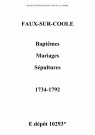 Faux-sur-Coole. Baptêmes, mariages, sépultures 1734-1792