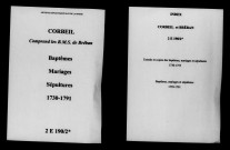 Corbeil. Baptêmes, mariages, sépultures 1730-1791