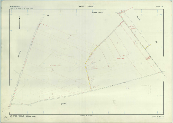 Valmy (51588). Section ZS échelle 1/2000, plan remembré pour 1978 (extension sur Valmy section ZC), plan régulier (papier armé)