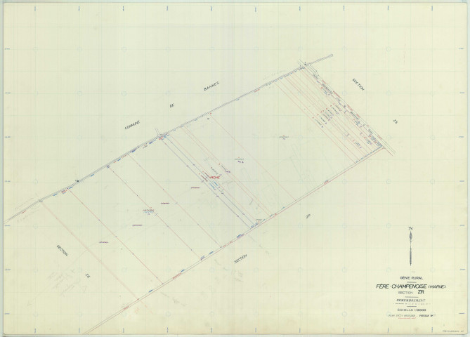 Fère-Champenoise (51248). Section ZR échelle 1/2000, plan remembré pour 01/01/1971, régulier avant 20/03/1980 (papier armé)