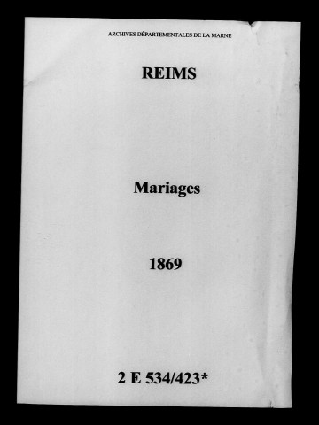 Reims. Mariages 1869