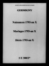 Germigny. Naissances, mariages, décès 1793-an X