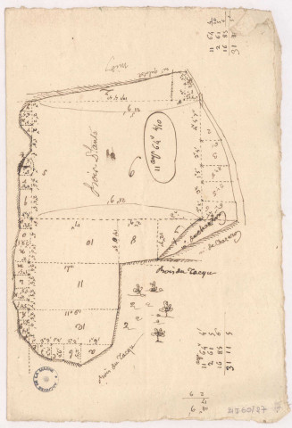 Domaine et château de Mareuil, 24 septembre 1763. Coupe de 4 morceaux de bois lieux dits « la Remelée Jonquin », « les trois Chenes », et « proche le chemin du Petit Brugny ».
