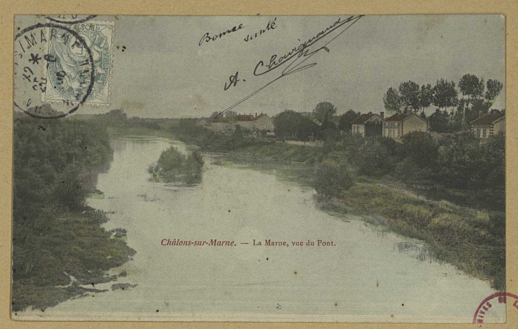 CHÂLONS-EN-CHAMPAGNE. La Marne, vue prise du Pont.