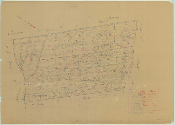 Vouzy (51655). Section C1 2 échelle 1/2500, plan mis à jour pour 1937, plan non régulier (papier)