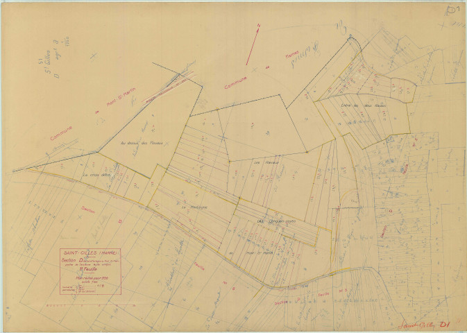 Saint-Gilles (51484). Section D1 échelle 1/1250, plan mis à jour pour 1936, plan non régulier (papier).