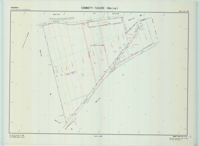 Sommepy-Tahure (51544). Section YM échelle 1/2000, plan remembré pour 1985, plan régulier (calque)