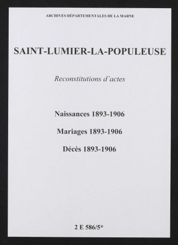 Saint-Lumier-la-Populeuse. Naissances, mariages, décès 1893-1906 (reconstitutions)