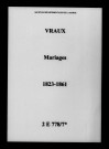 Vraux. Mariages 1823-1861